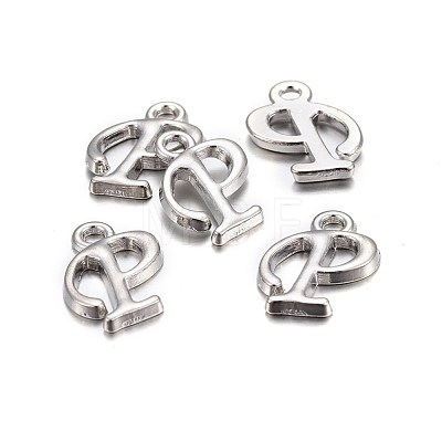 Platinum Plated Alloy Letter Pendants X-PALLOY-J718-01P-P-1