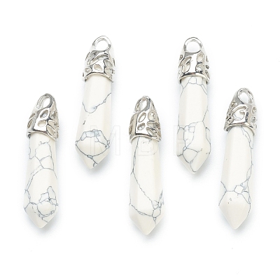 Bullet Natural Howlite Pendants G-E332-C29-1