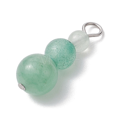 Natural Green Aventurine Round Beaded Pendants PALLOY-JF02867-03-1