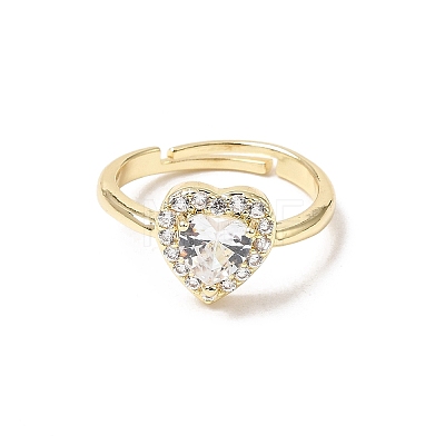 Brass Micro Pave Clear Cubic Zirconia Cuff Open Rings CU-CBA5C10-01G-1