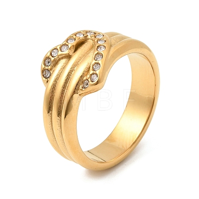 304 Stainless Steel Micro Pave Cubic Zirconia Finger Rings for Women RJEW-K316-06G-1