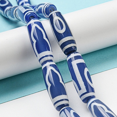 Blue Tibetan Style dZi Beads Strands TDZI-NH0001-B13-01-1