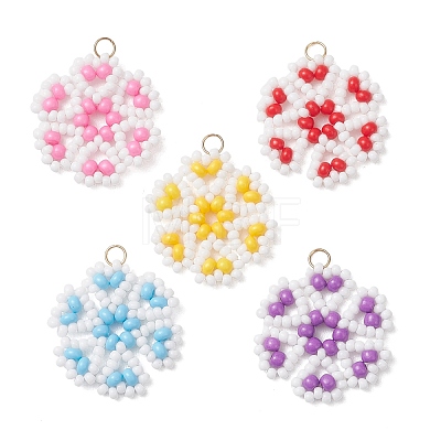 Glass Seed Beads Pendants PALLOY-MZ01331-1