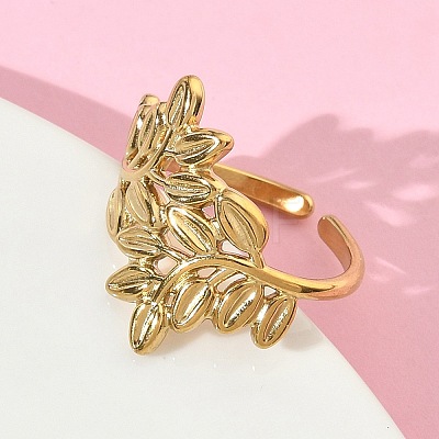 304 Stainless Steel Cuff Open Rings for Women RJEW-L341-02D-G-1