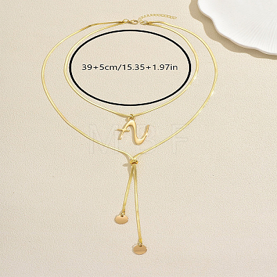 304 Stainless Steel Letter Z Pendant Double Layered Y-shaped Long Lariat Necklaces for Women AE9765-1