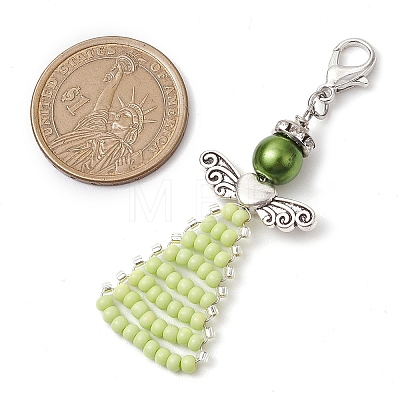 Angel Glass Seed Beads Pendants Decrotions HJEW-MZ00112-03-1