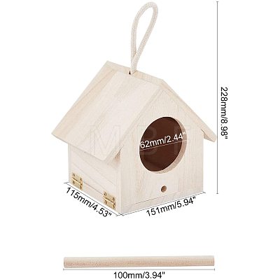 Unfinished Natural Wood Birdhouse HJEW-WH0007-01-1