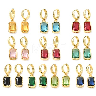 Brass Glass Dangle Hoop Earrings for Women KK-CBA760A-04G-1