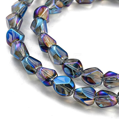 Full Rainbow Plated Electroplate Transparent Glass Beads Strands EGLA-G037-04A-FR04-1