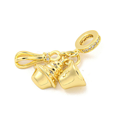 Rack Plating Brass Micro Pave Cubic Zirconia European Dangle Charms KK-P270-02H-G-1