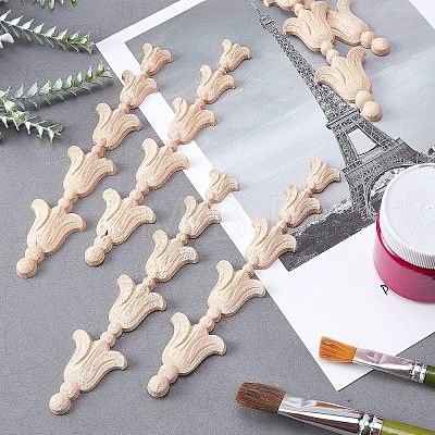 SUPERFINDINGS 6Pcs Rubber Wooden Carved Decor Applique WOOD-FH0001-88-1