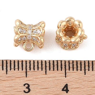 Brass Pave Clear Cubic Zirconia Beads KK-N256-08G-F-1