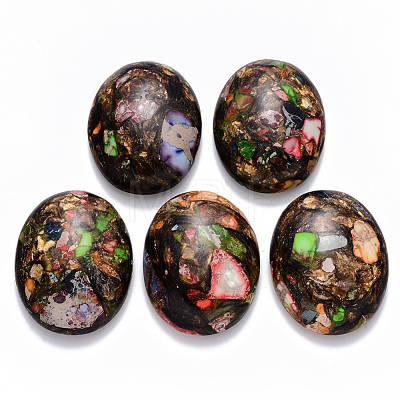 Assembled Synthetic Imperial Jasper and Bronzite Cabochons G-R457-01A-1