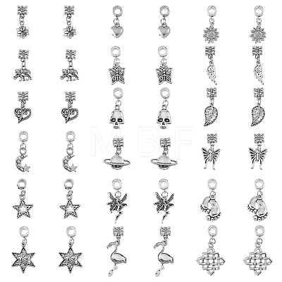 SUPERFINDINGS 72pcs 18 styles Alloy European Dangle Charms FIND-FH0008-45-1