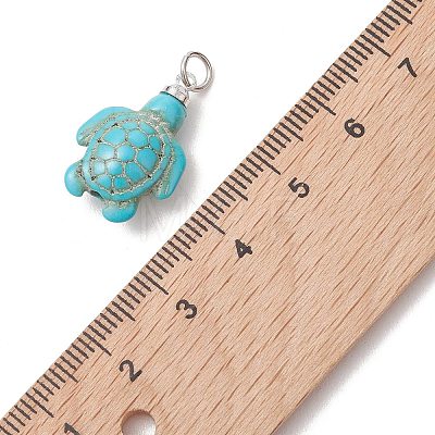 Dyed Synthetic Turquoise Pendants PALLOY-JF05376-02-1