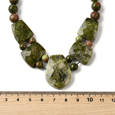 Natural Unakite Faceted Bib Graduated Beaded Necklaces for Women NJEW-B128-01N-1