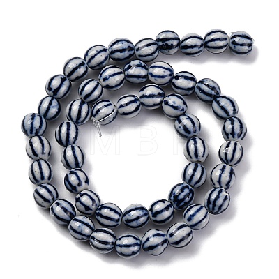 Handmade Blue and White Porcelain Beads Strands PORC-I027-02D-1