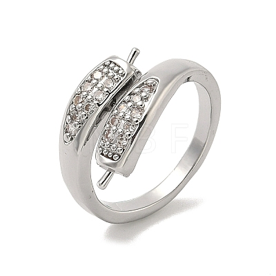 Brass Micro Pave Cubic Zirconia Cup Peg Ring Settings KK-B166-02P-1
