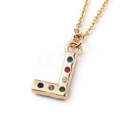 Letter Brass Micro Pave Cubic Zirconia Initial Pendants Necklaces NJEW-JN02585-11-1