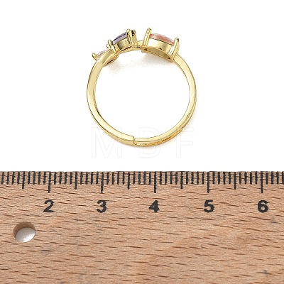 Flower Brass Glass Adjustable Finger Rings GL-CBA18A7-01G-01-1