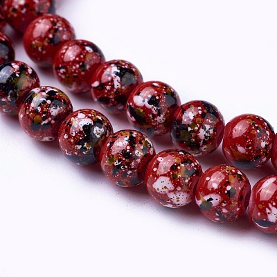 Opaque Baking Painted Glass Beads Strands GLAA-L024-B-30-1