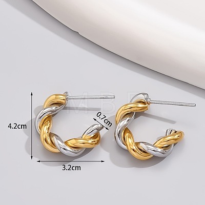Two Tone Twist C-Shaped 316L Surgical Stainless Steel Stud Earrings FS-WG8645D-03-1