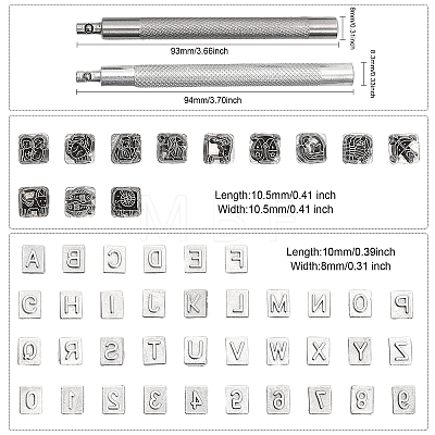 Globleland 2 Sets 2 Style Alphabet & Number & Constellation Pattern Zinc Alloy Stamps DIY-GL0004-45-1