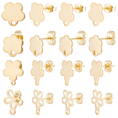 80Pcs 4 Style 201 Stainless Steel Stud Earring Findings EJEW-BBC0001-08-1