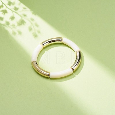 Acrylic Curved Tube Beaded Stretch Bracelet for Women BJEW-JB08439-03-1