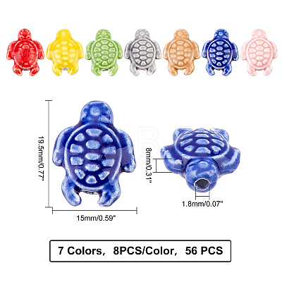56Pcs 7 Colors Handmade Porcelain Ceramic Beads PORC-FH0001-04-1