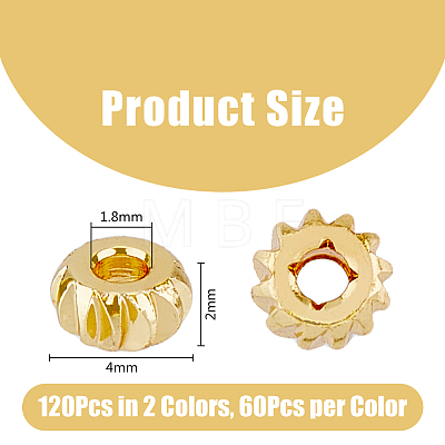 120Pcs 2 Colors Brass Spacer Beads KK-DC0003-61-1