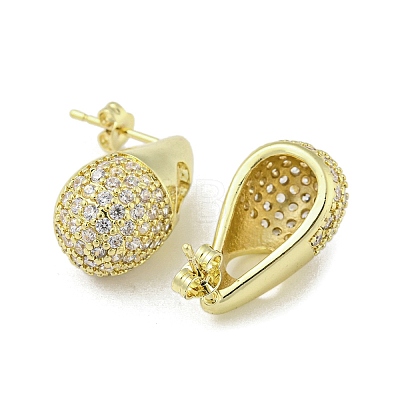 Brass with Cubic Zirconia Stud Earrings EJEW-Q799-02A-G-1