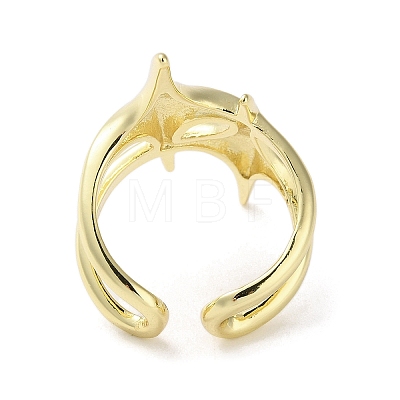 Brass Star Open Cuff Ring for Women RJEW-A042-01A-1