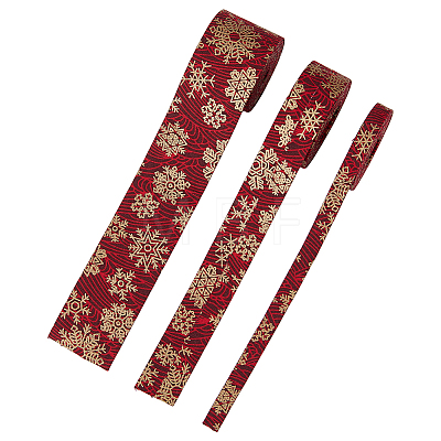 6M 3 Styles Christmas Double Face Printed Polyester Ribbons OCOR-FH0001-26A-1