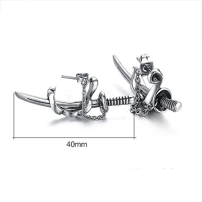 Alloy Chain Sword Scabbard Stud Earrings PW-WGDA240-01-1