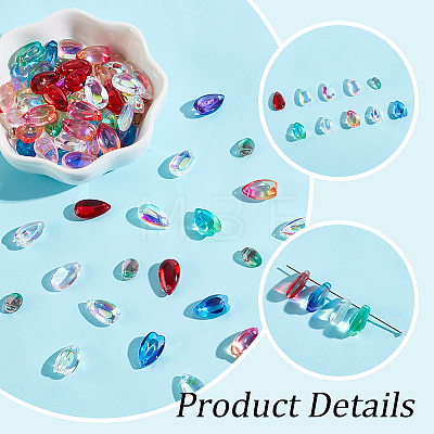 200Pcs 10 Styles Transparent Glass Charms GLAA-GA0001-67-1