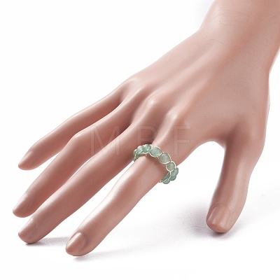 Round Mixed Gemstone Braided Beaded Finger Ring RJEW-JR00462-1