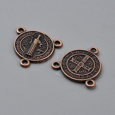 Tibetan Style Alloy Saint Benedict Medal Chandelier Component Links FIND-WH20027-40-1