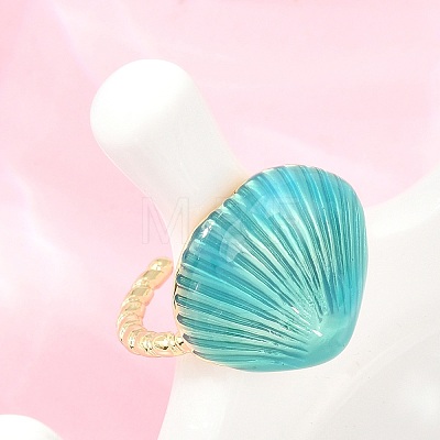 Brass Enamel Cuff Open Rings KK-CBA960E-18G-1