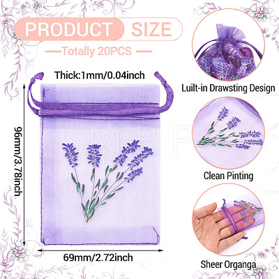 20Pcs Polyester Mesh Sachet Packing Drawstring Bgas ABAG-TA0002-20E-1