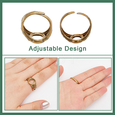 10Pcs Adjustable Brass Finger Rings Components KK-CA0002-20-1