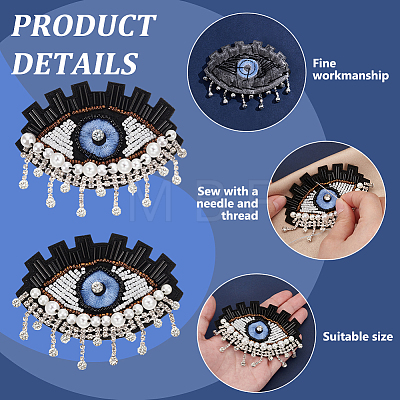 5Pcs Evil Eye Cloth Embroidered Appliques FIND-FG0003-07C-1