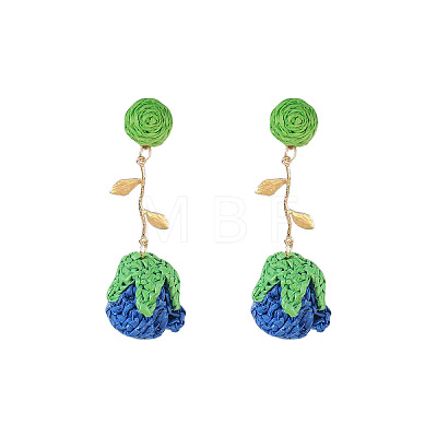 Bohemia Raffia & Alloy Stud Dangle Earrings WG3AA71-01-1