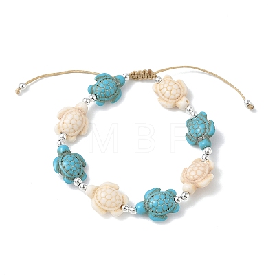 Adjustable Synthetic Turquoise & Non-magnetic Hematite Braided Bead Bracelets BJEW-JB13730-01-1