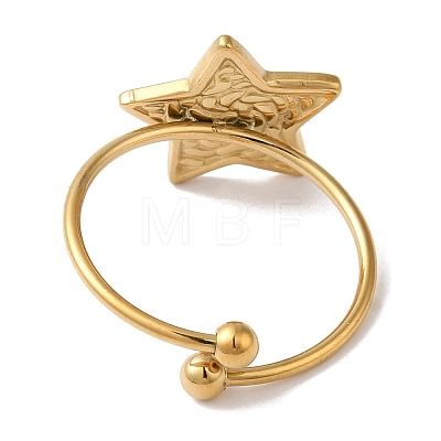 Ion Plating (IP) 304 Stainless Steel Starfish Open Cuff Rings for Women RJEW-M167-08D-G-1