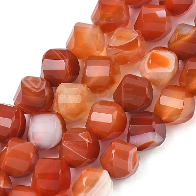 Natural Red Banded Agate Beads Strands G-C267-B11-1