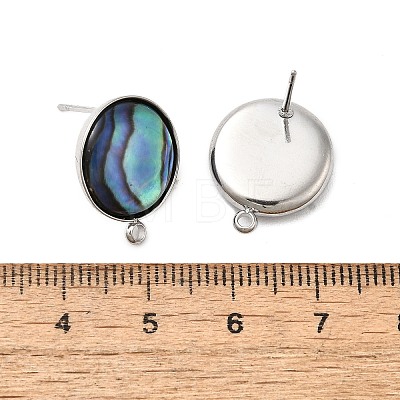 304 Stainless Steel Pave Natural Paua Shell Stud Earring Findings X-STAS-Z125-10P-1