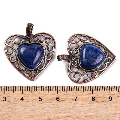 Natural Lapis Lazuli Dyed Peach Love Heart Pendants G-G158-01-16-1