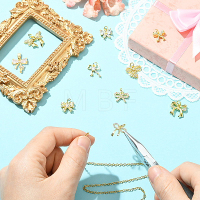 10Pcs 10 Styles Brass Micro Pave Cubic Zirconia Charms KK-CJ0003-75-1