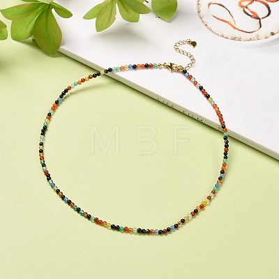 Natural Agate Beaded Necklaces for Women NJEW-JN03789-01-1